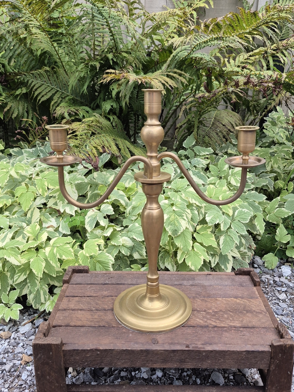 Vintage GHC Solid Brass 3-Arm Candelabra – Made in Thailand – 13 Inches Tall